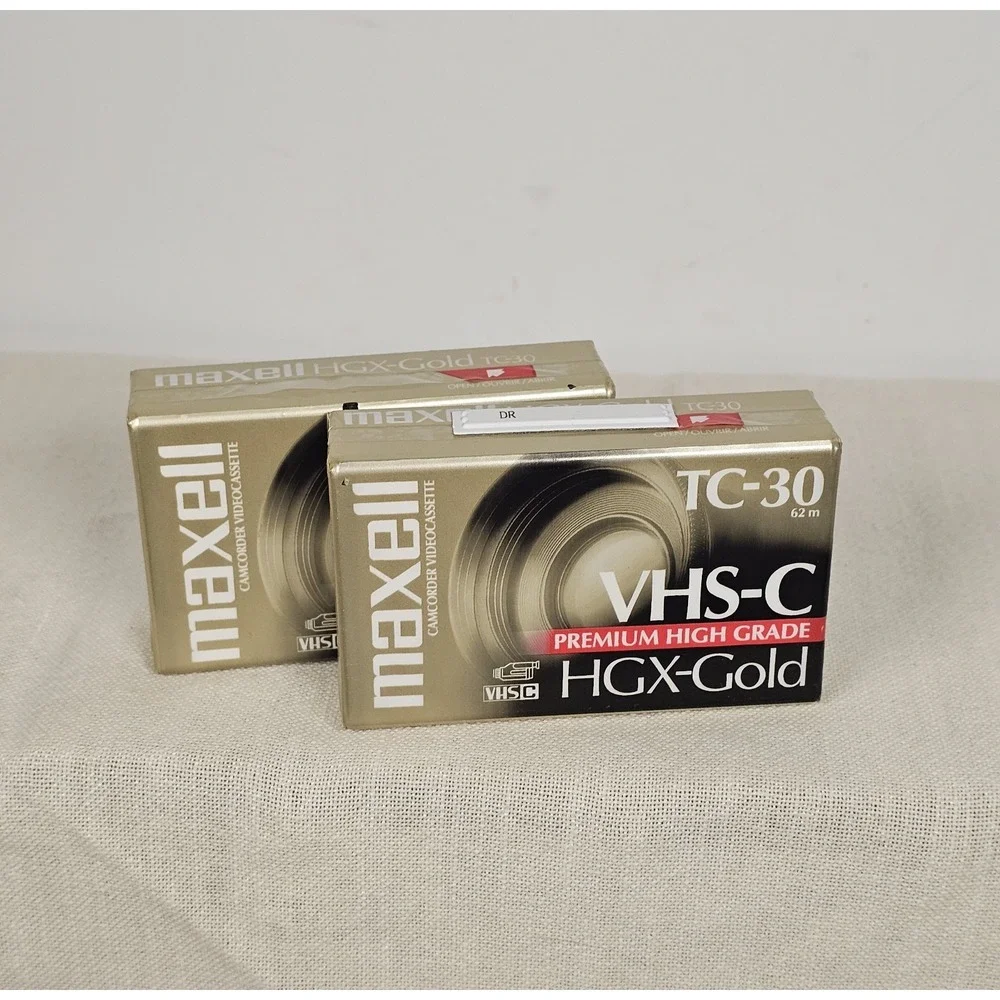 Maxell 2 VHS-C TC-30 HGX-Gold Camcorder Blank Tape Premium High Grade Sealed